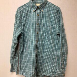 L.L. BEAN BLUE PLAID MEN'S MEDIUM-REG TRADITIONAL FIT BUTTON-DOWN PLAID SHIRT